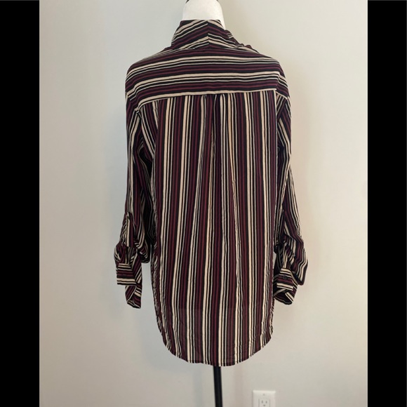 Anthropologie Pleione Wrap Blouse Stripped Medium - Picture 7 of 12